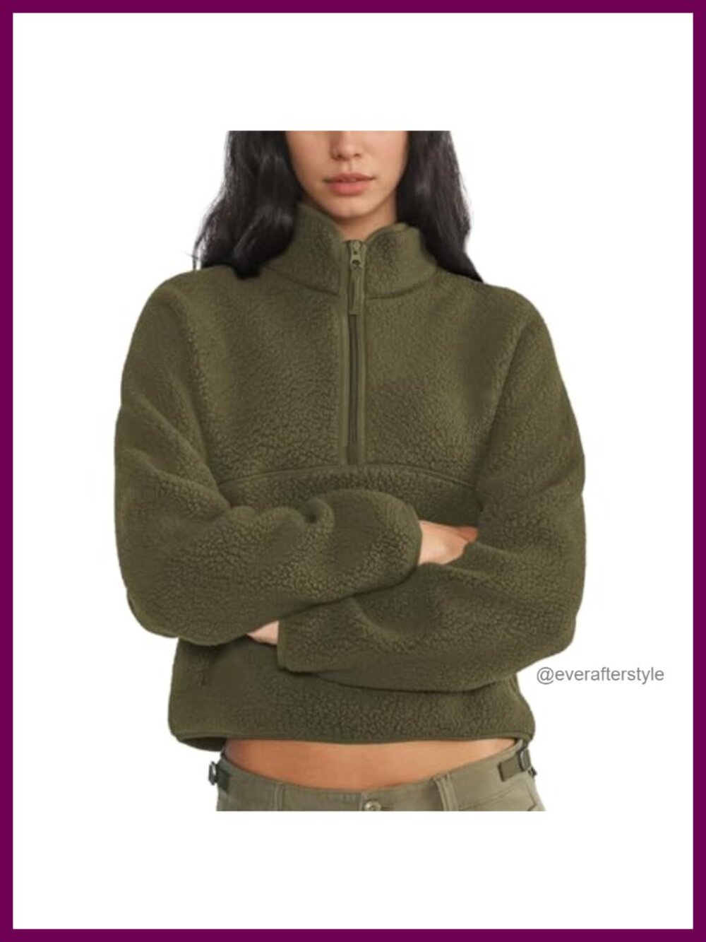 Womens Sherpa Fleece Quarter Zip Sweatshirt Pullover Warm Jacket